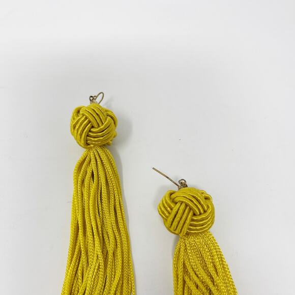 BaubleBar Yellow Gold Tassel Earrings Knot Dangle Drop Statement Summer - Picture 2 of 5